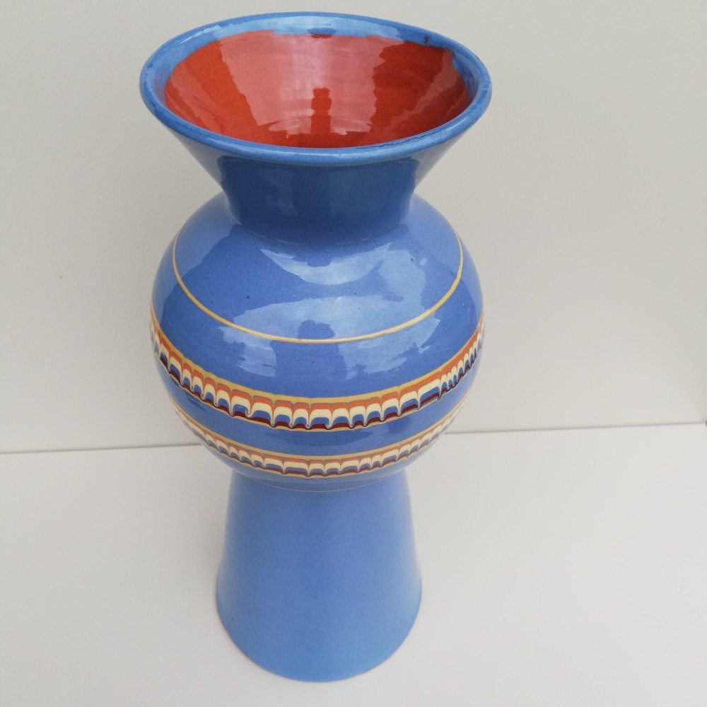 Retro keramická váza modrá mlhovina. - 12