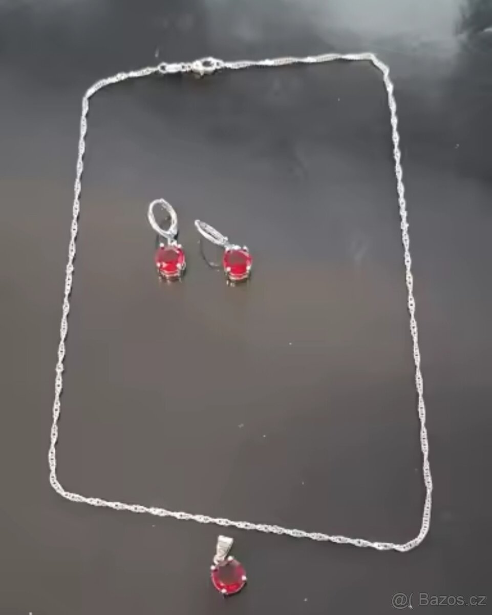 Nová dámská stříbrná sada souprava šperků si kamínky 925 - 12