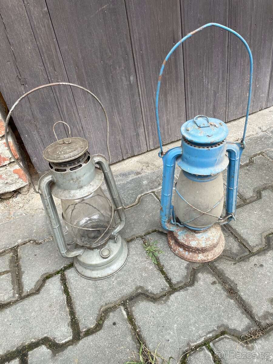 Prodám starožitné retro petrolejové lampy, nálezový stav - 12