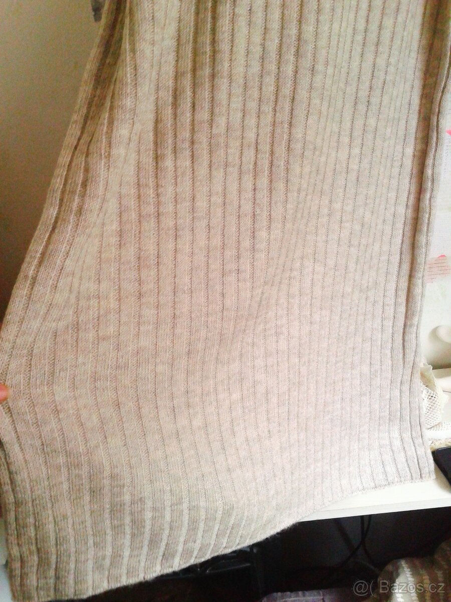 Teplé pletené midi šaty s páskem 48/50 - 12