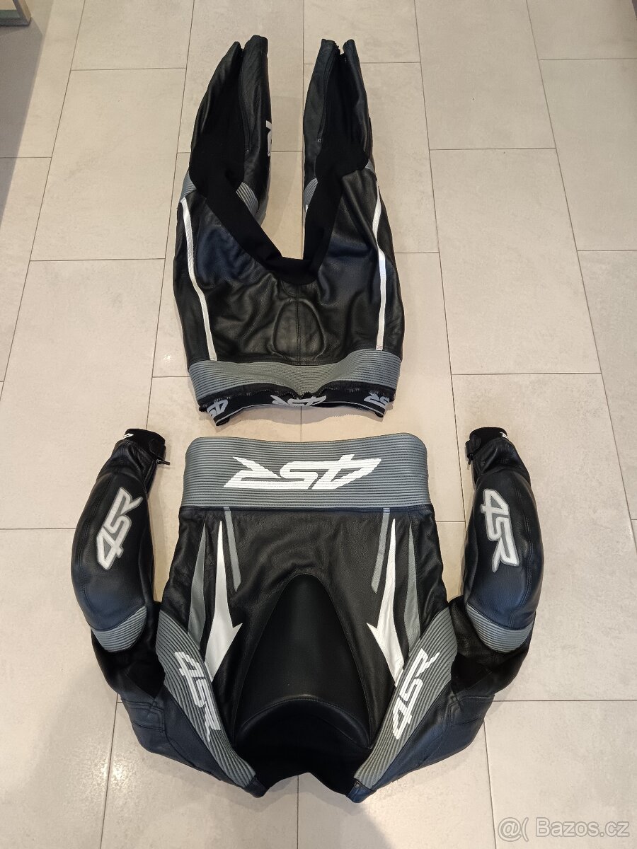 4SR RR Evo 2 Gun Metal-Pánská kožená moto kombinéza - 12