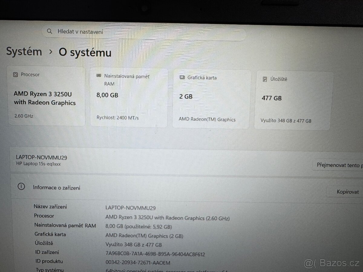Prodám notebook HP 15s - 12