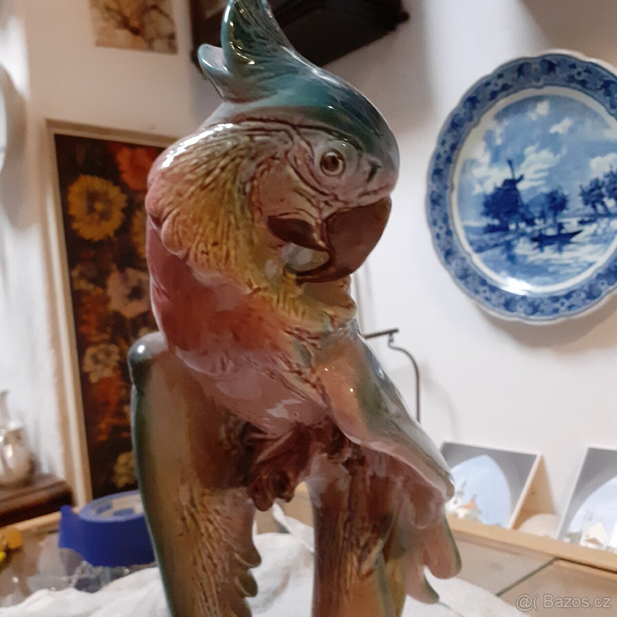 Starožitná keramická glazurovaná soška Jihokera - 12