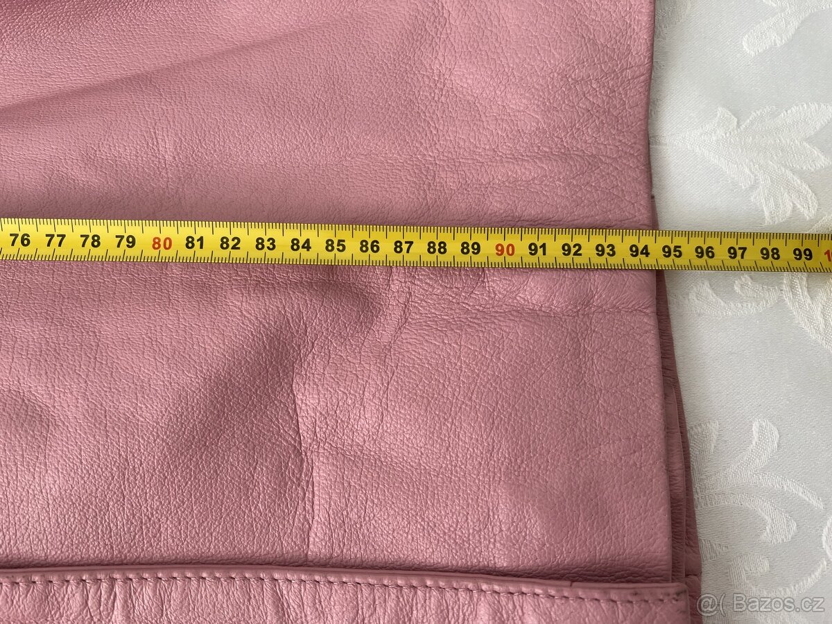 Lynne - dámský kožený pastelově růžový kabát – M - 12