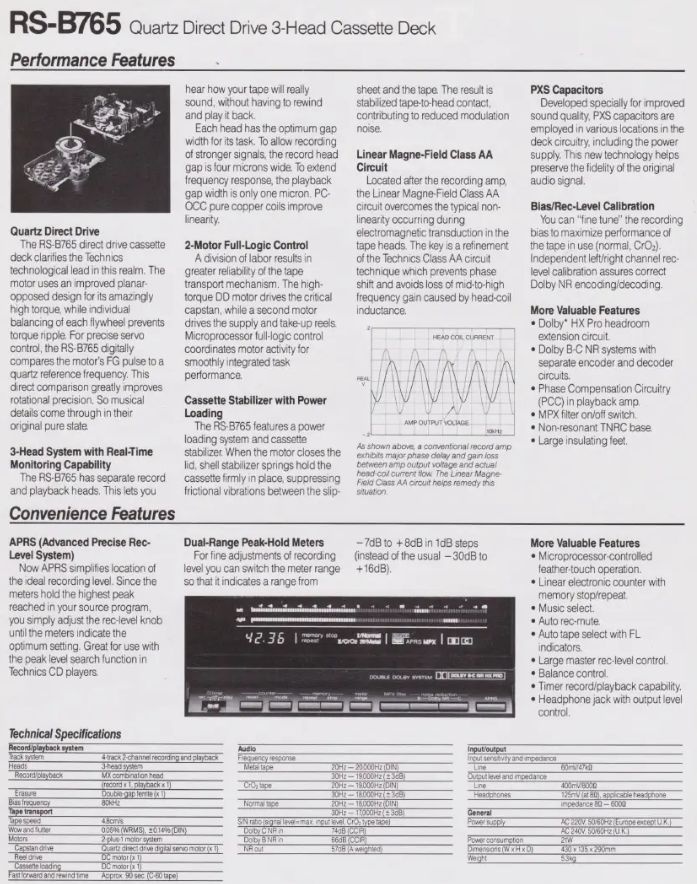 Tape deck TECHNICS RS-B765, 3 hlavy, CLASS AA, Quartz DD - 12