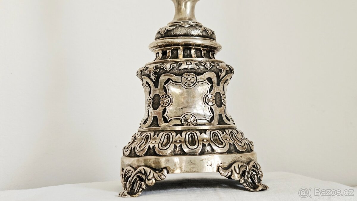 TOP Ag stříbro krucifix lotový punc rok 1858 UNIKAT - 12