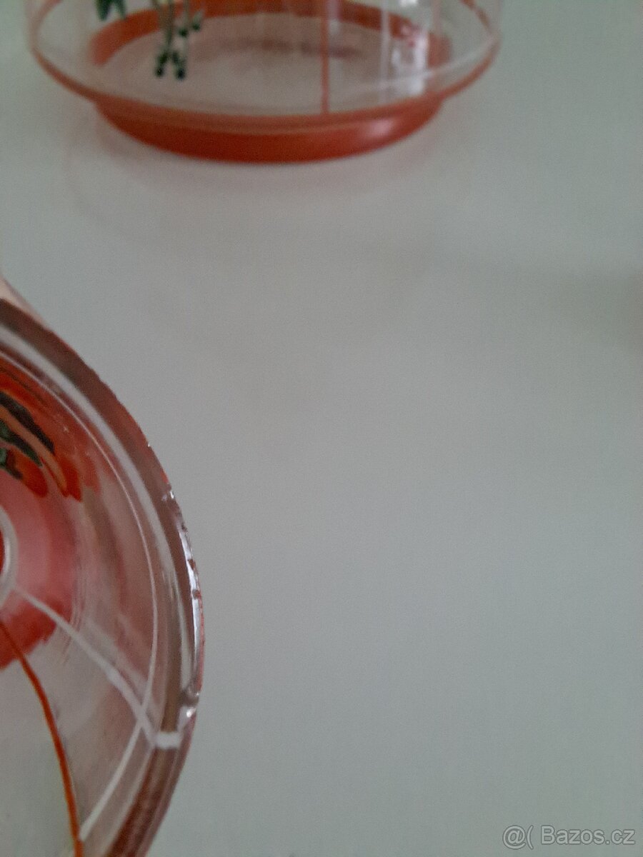 Ručně malovaná retro sada – karafa + 7 panáčků, 60.–70. léta - 12