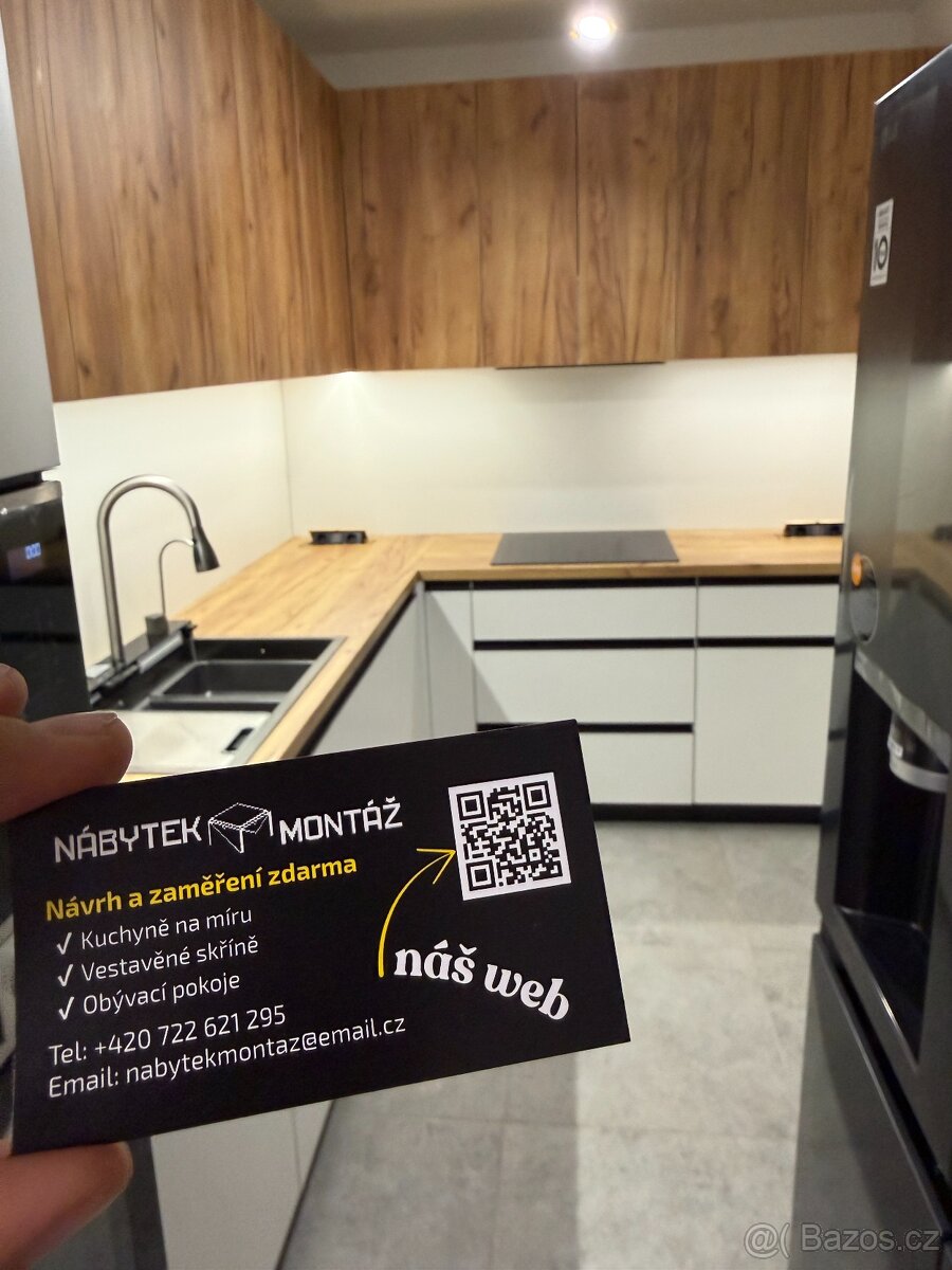 Kuchyně na míru – bílá + dřevo | Vestavěné spotřebiče - 12