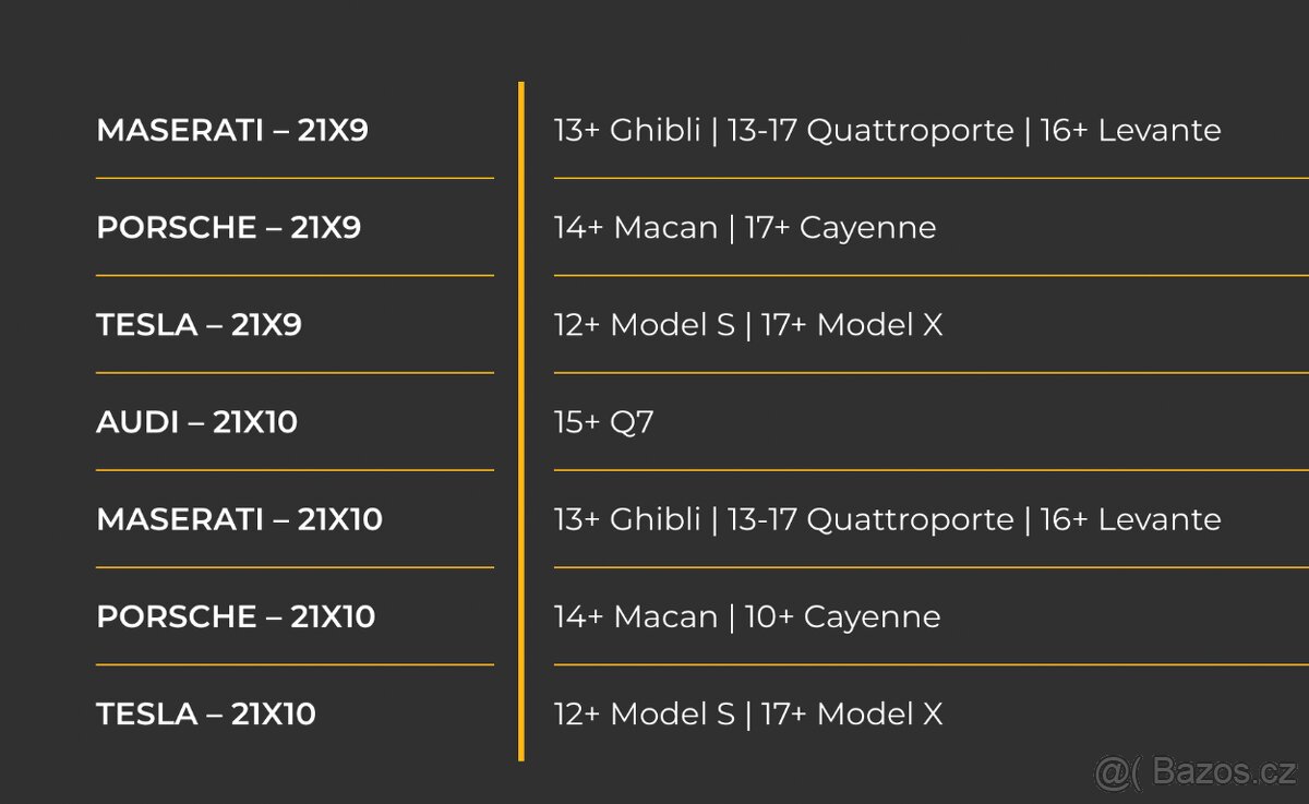 21" sada: 4x letní pneu MICHELIN, 4x disk, 4x senzor tlaku - 12