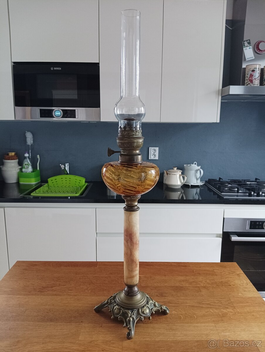 STAROŽITNÁ SECESNÍ PETROLEJOVÁ LAMPA EHRICH & GRAETZ 19.STOL - 12