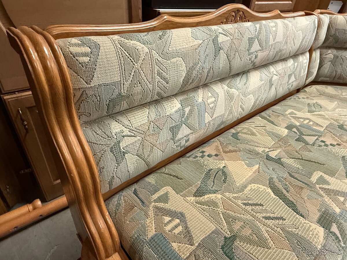 Dvakrát dubová jídelní lavice + stůl a židle - 12