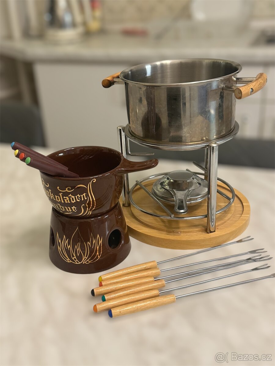 Sada Dvou nádob na fondue sýr a čokoláda, perfektní stav - 12