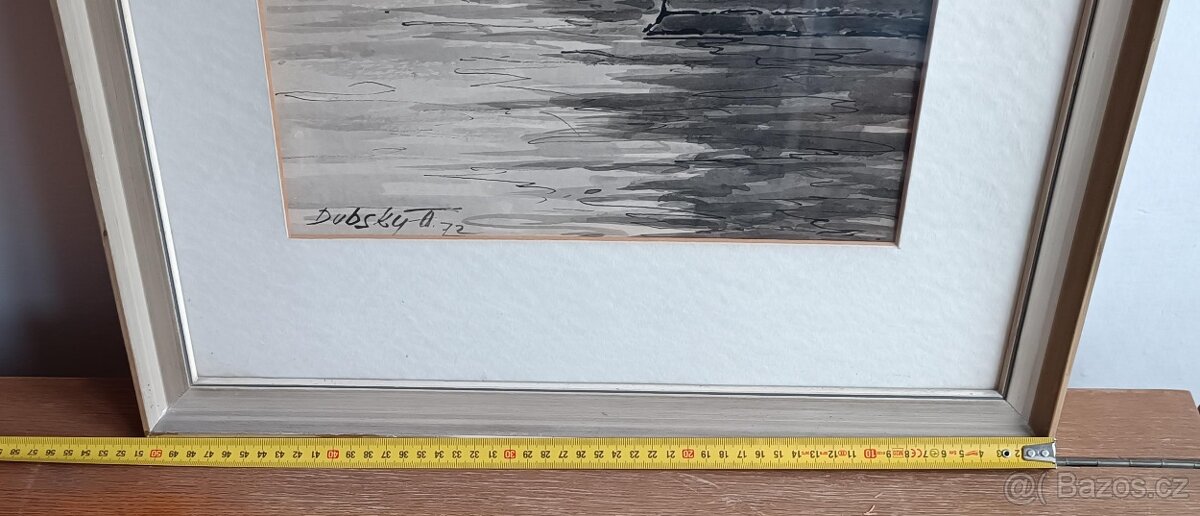 Reprodukce Van Gogh, kresba tuší A.Dubský, Karlův most - 12