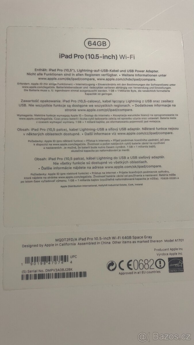 Apple iPad Pro 10.5" Wi-Fi , 64 GB, Space Gray model A1701 - 12