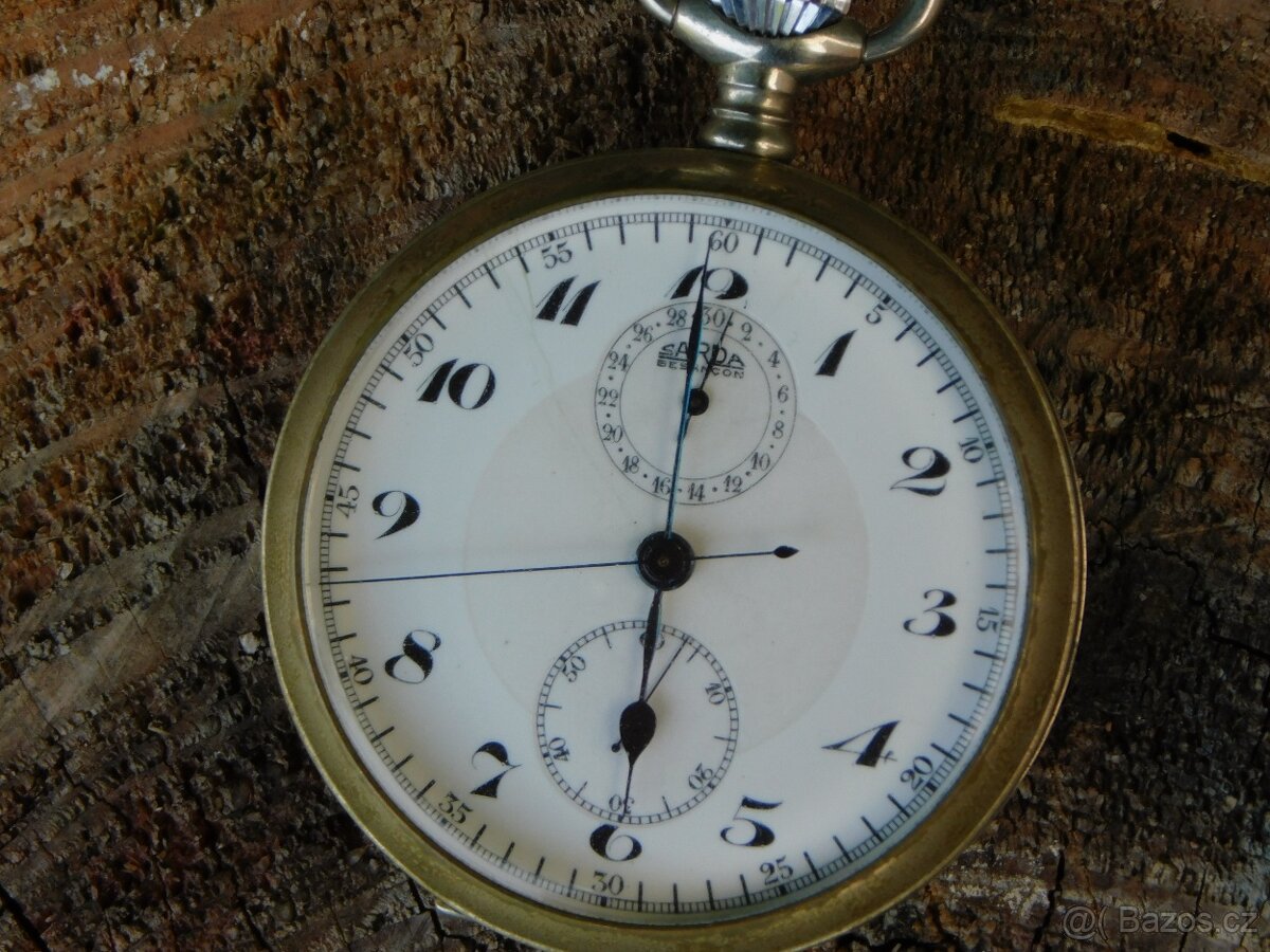 Starožitné kapesní hodinky s Chronographem SARDA - 12