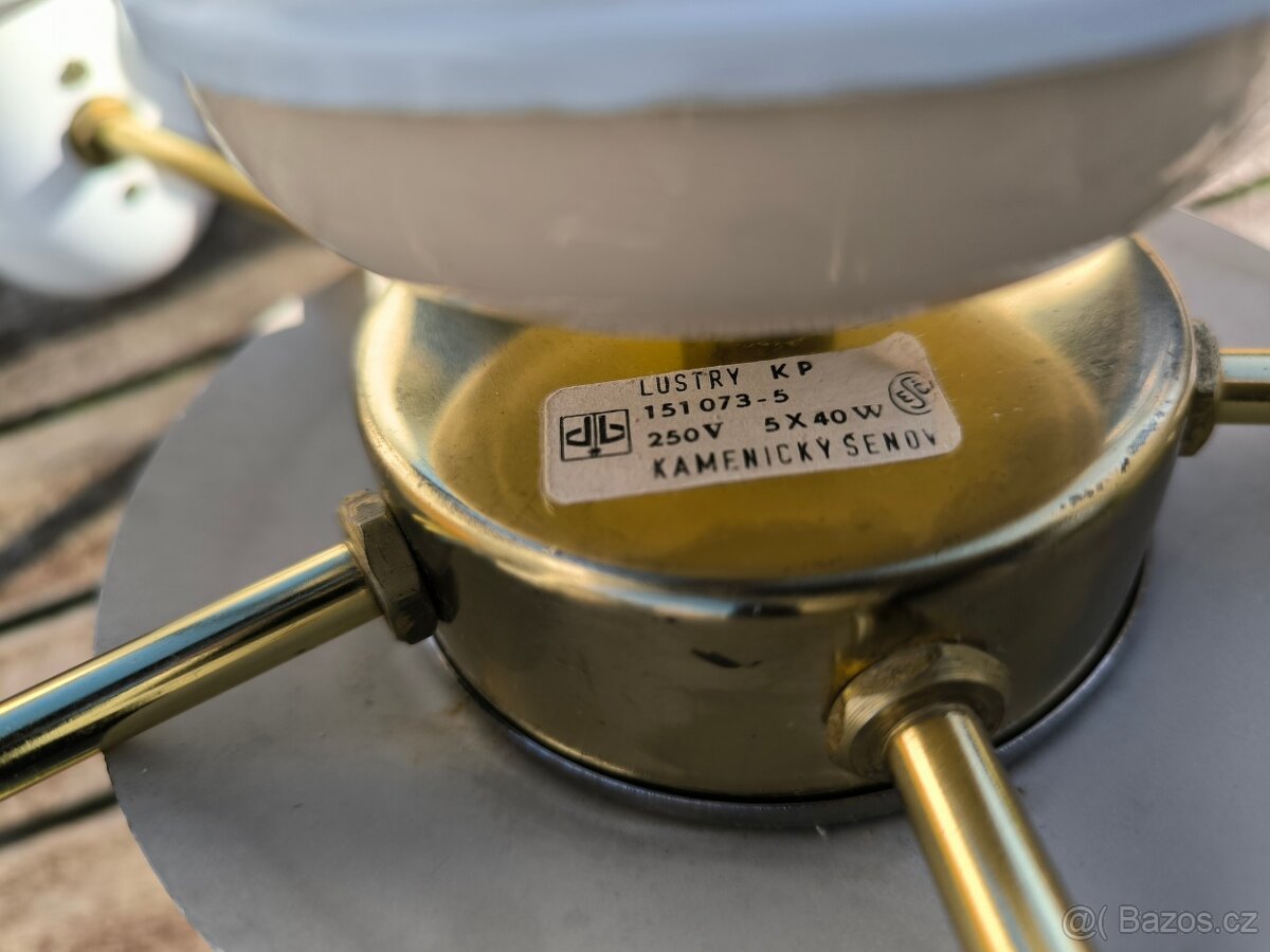 Retro opálový lustr Kamenický Šenov - 70. léta - 12