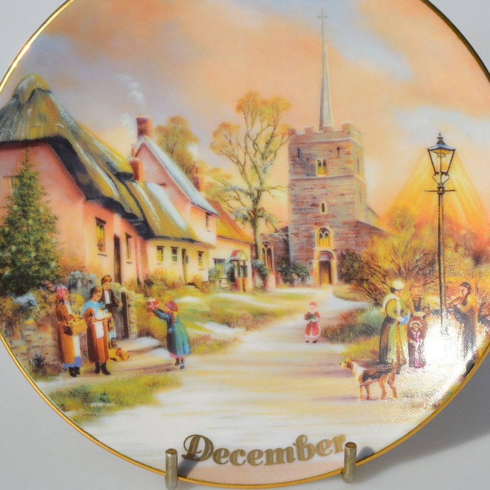 Vintage večný drevený KALENDÁR + 12 tanierov + 42 karty - 12