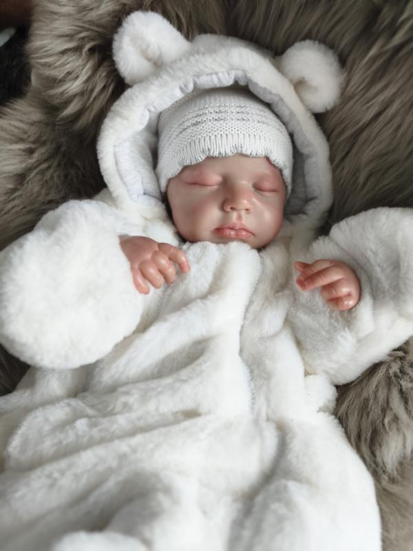 Bílá, chlupatá kombinéza pro novorozence - 12