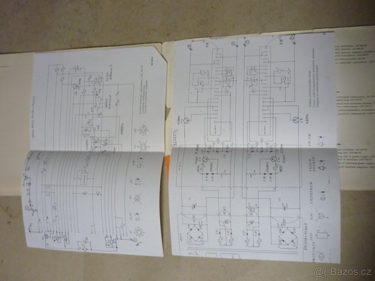 NÁVODY,TECH.PLÁNY STABILZDROJE TESLA BS-525/GRAMOF.TESLA B54 - 12