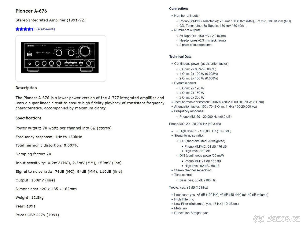 PIONEER A-676 Reference Integrated Amplifier/PHONO - 12