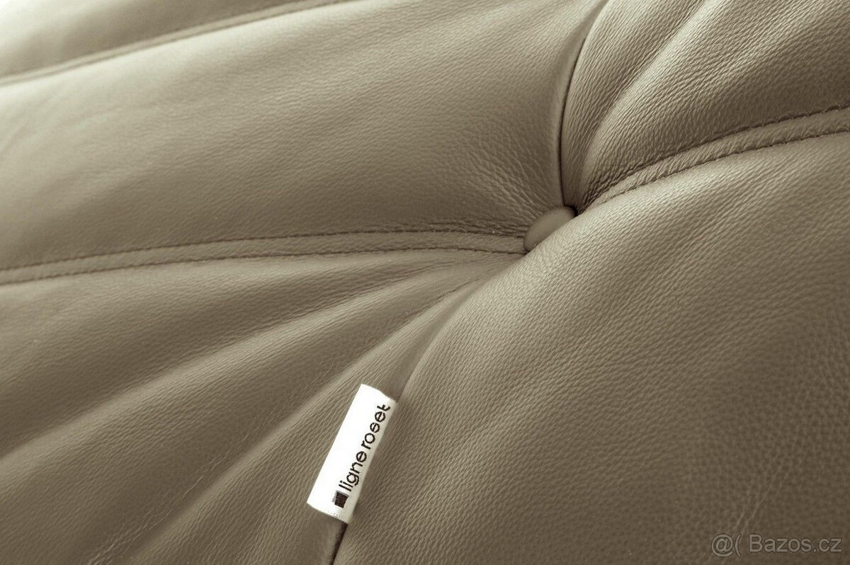 Sada Togo Ligne Roset z pravé kůže šedé, 5dílná (3, 2, 1, ro - 12