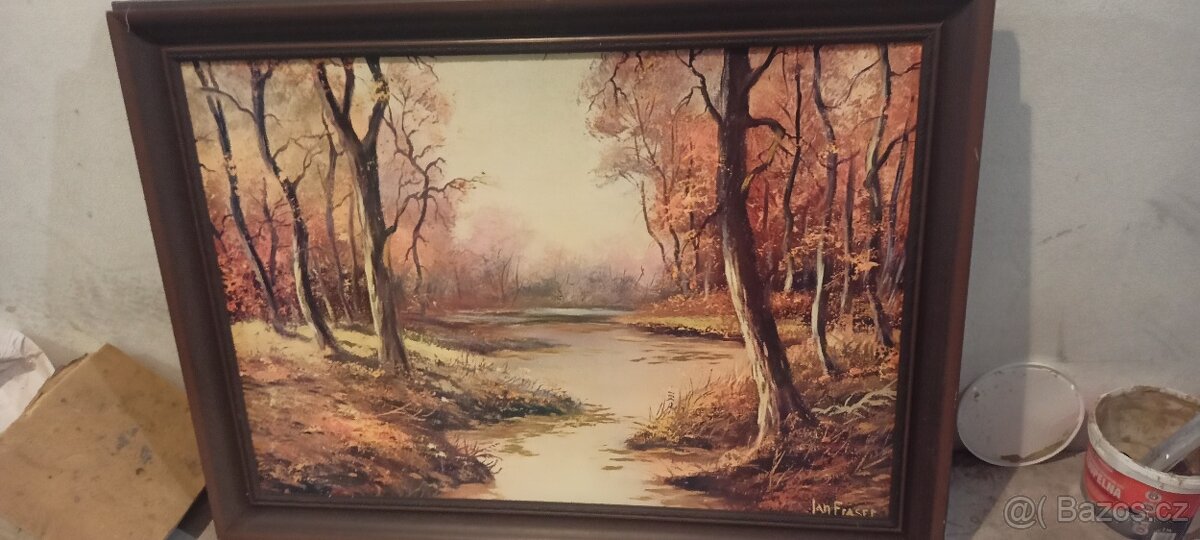 Dekorace, obrazy, zrcadlo v dřevěném rámu cca.110x50 - 12