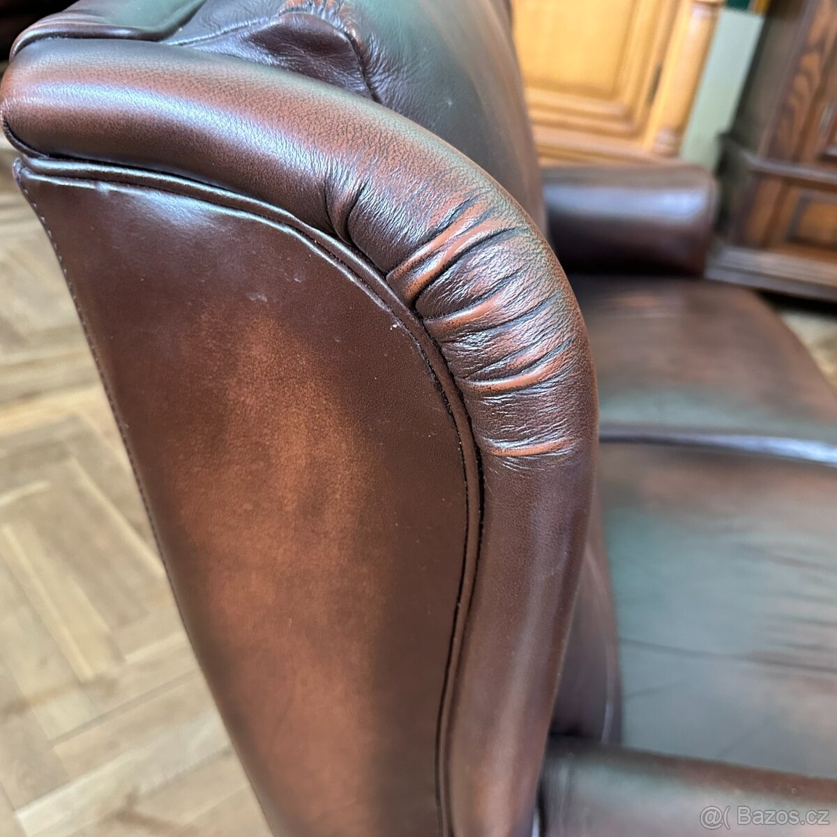 Gauč kůže + dub, Anglie/Belgie - 12