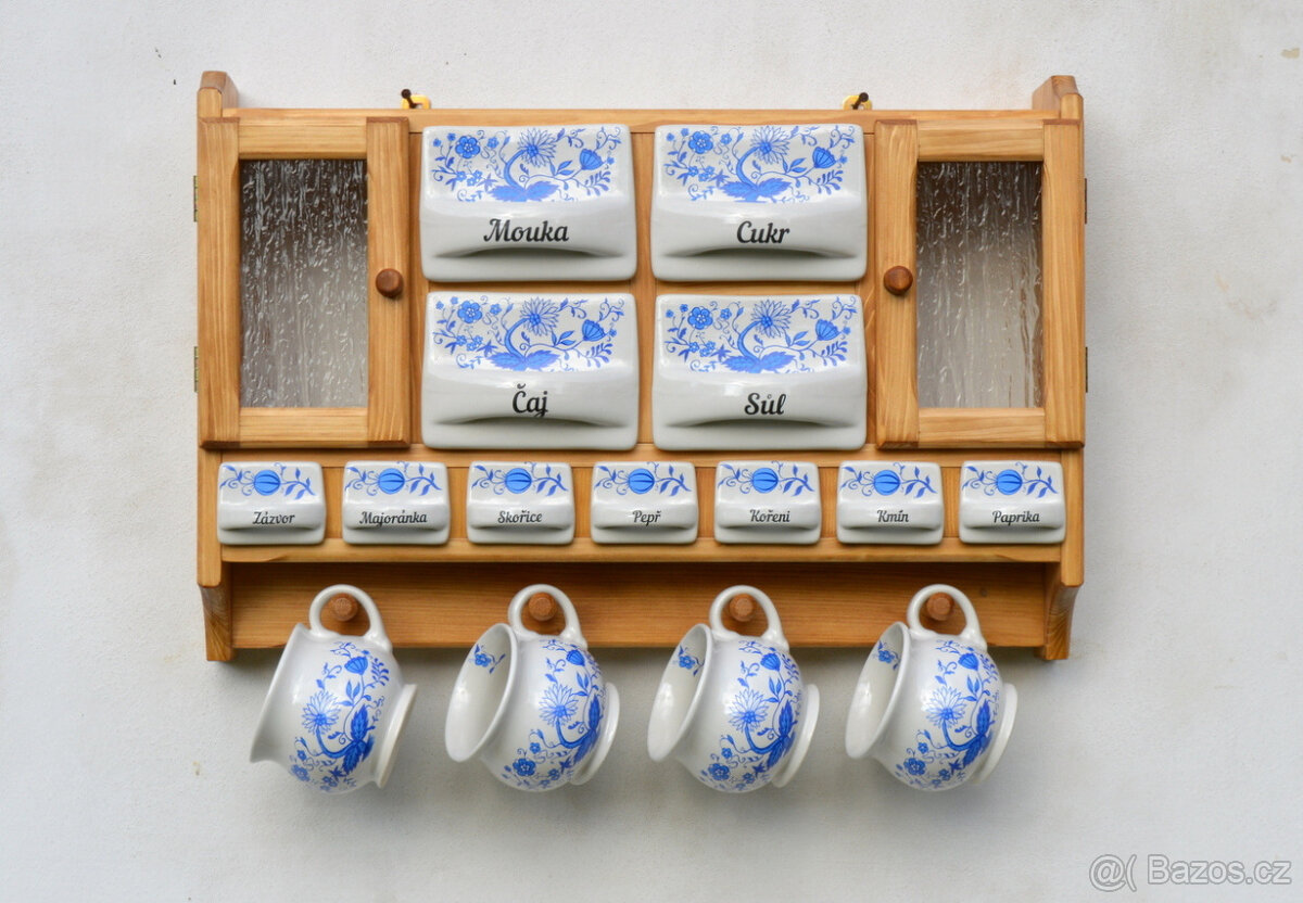 Dřevěná police velká s kořenky - motiv cibulák - 12