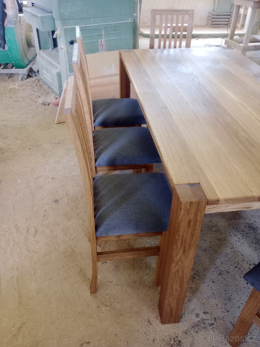 Jídelní stůl dub masiv a lavička - 12