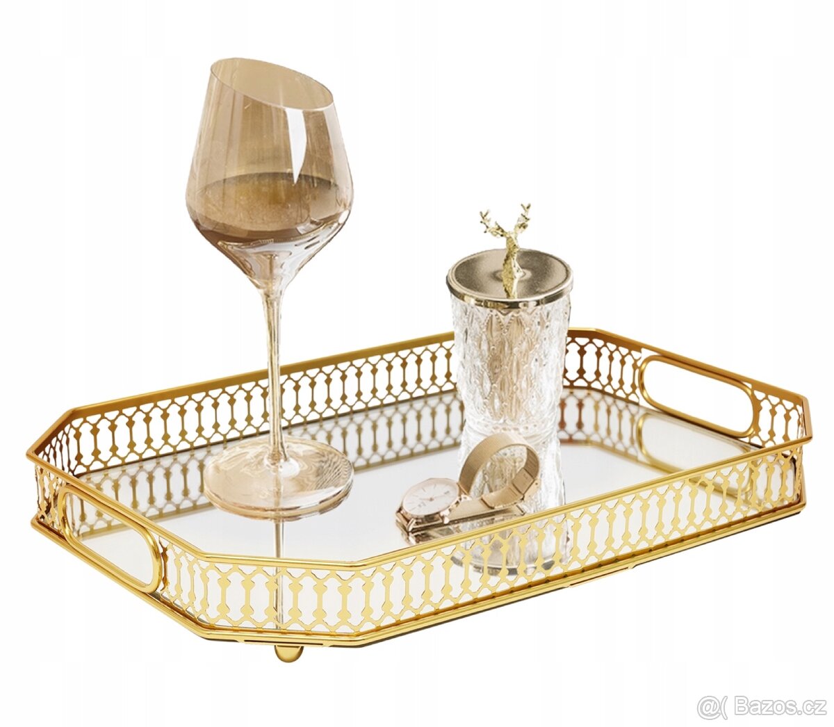 Zlatý dekorativní zrcadlový podnos - 12