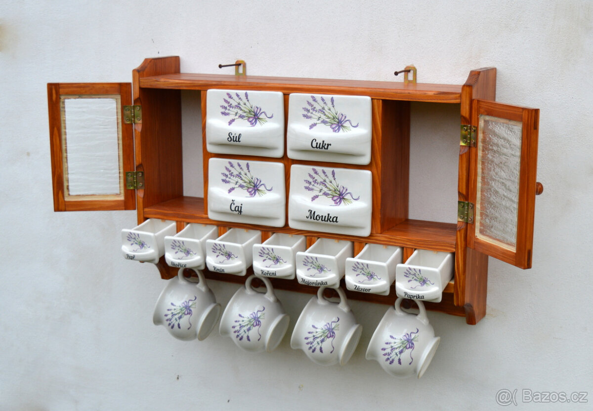 Police s kořenky do kuchyně - motiv levandule - 12