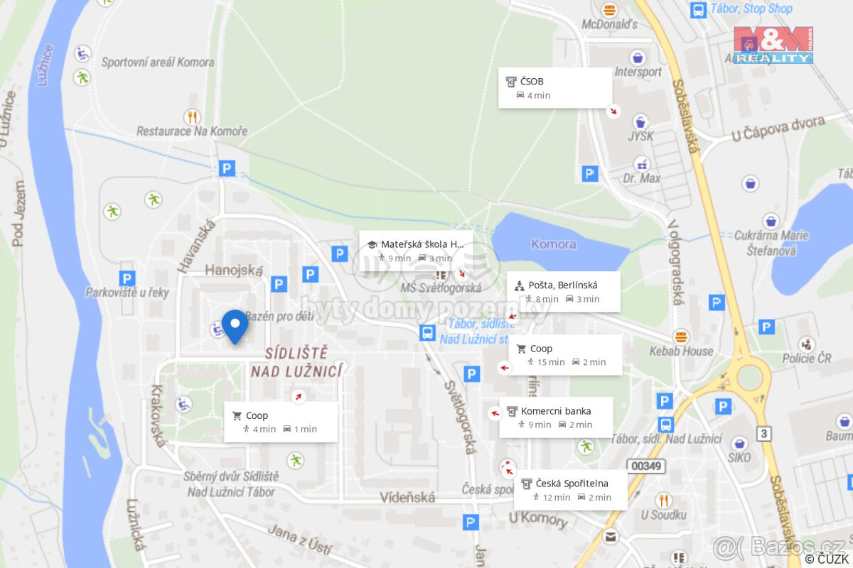Prodej bytu 3+1, 68 m², Tábor, ul. Sofijská - 12