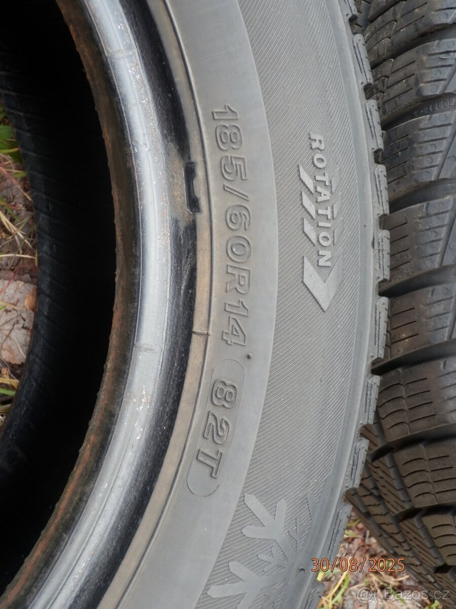 4xZimní gumy 2xBARUM 2xFIRSTSTOP 185/60 R14 4x7MM - 12