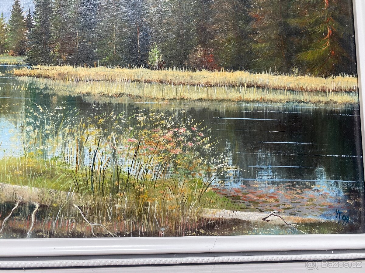 obraz starý obraz olejomalba krajinka obraz Šumava - 12