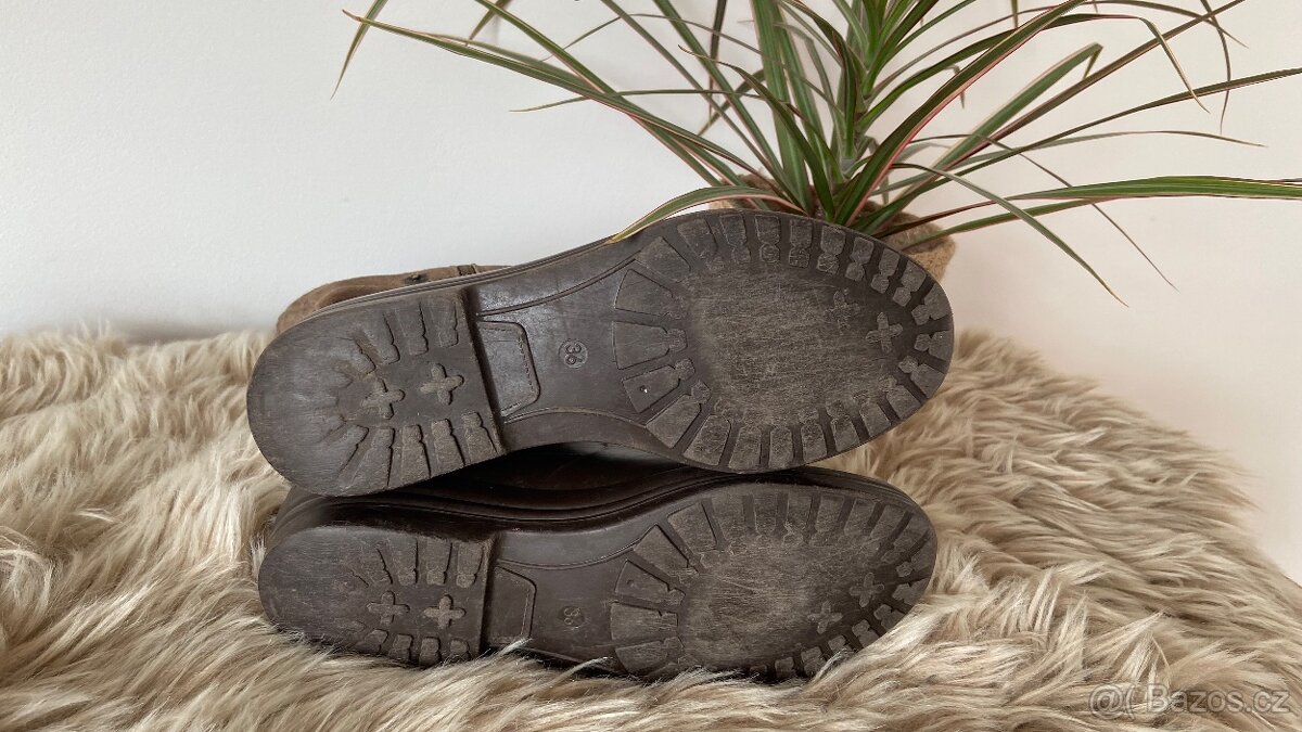 Hnědé kožené kozačky s bočním zipem vel.36 - 12