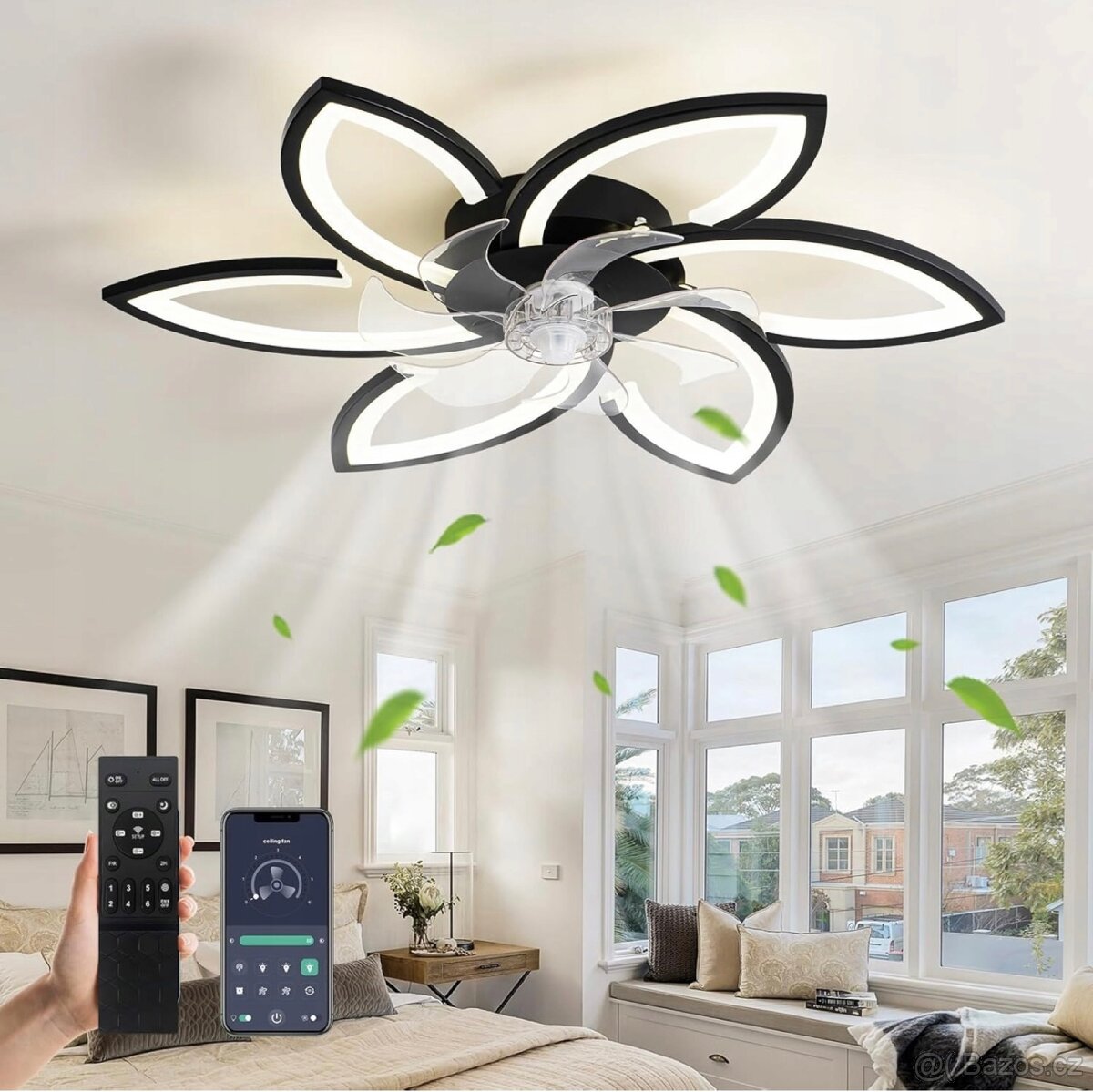 LUSTR BÍLI LED STROPNÍ VENTILÁTOR - 12