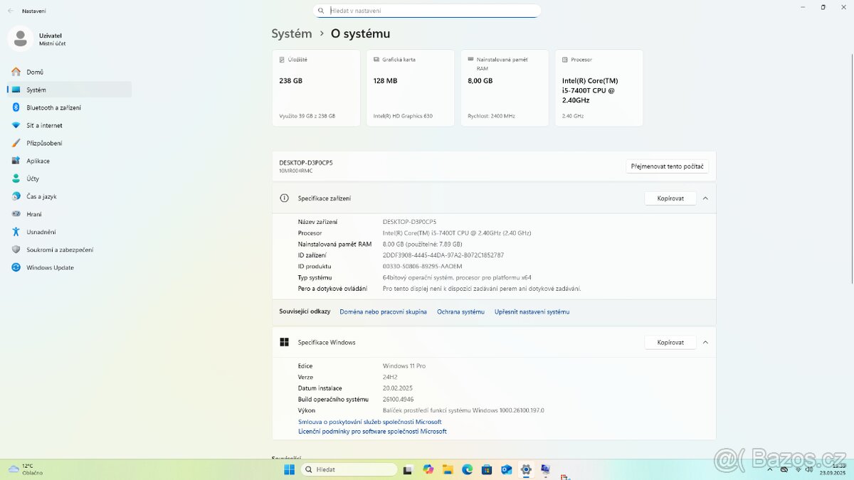 Lenovo ThinkCentre M710q Tiny Win11/256GB SSD/16GB RAM REPAS - 12