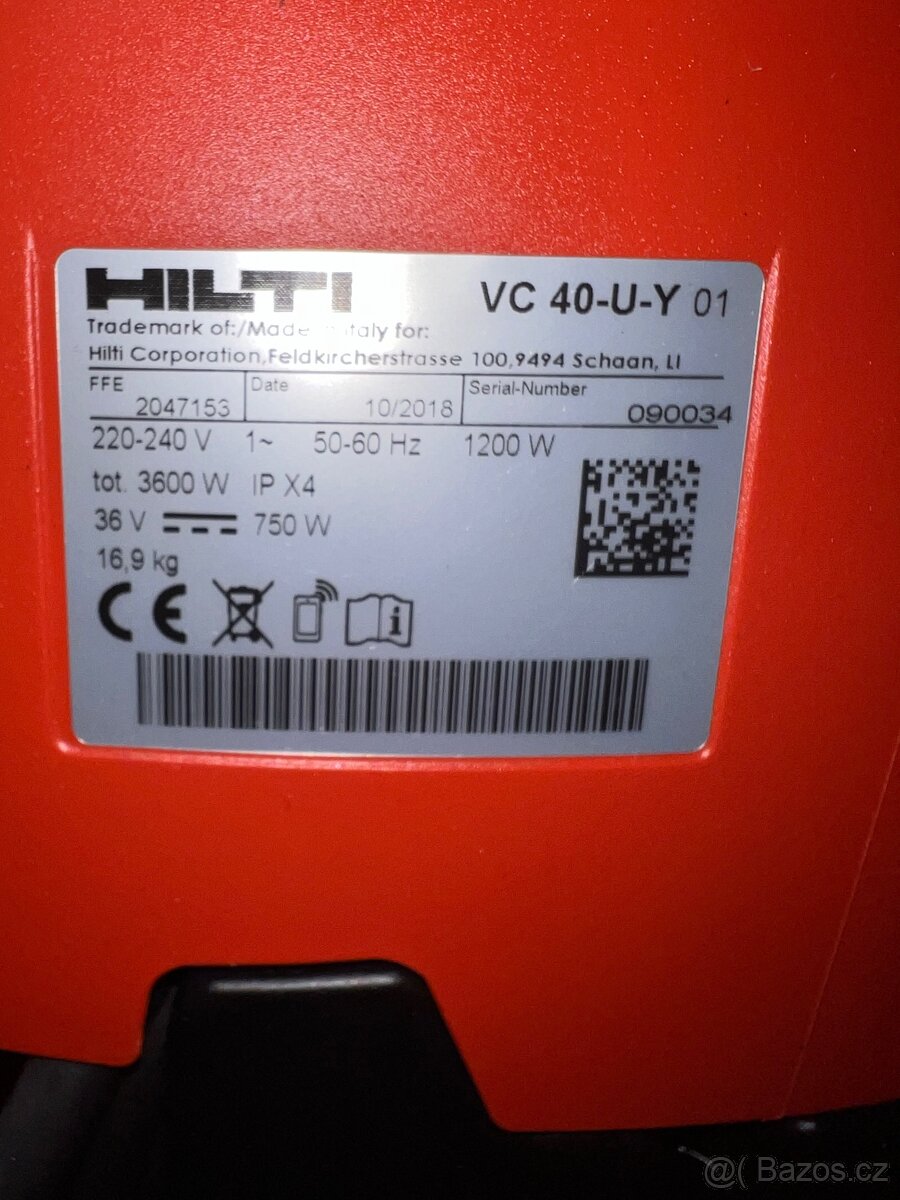Hilti vc 40 u-y nový aku elektrický stavební vysavač - 12