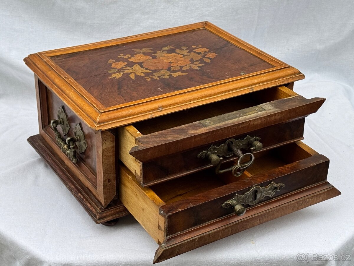 Krásná velice stará šperkovnice Empír - 12