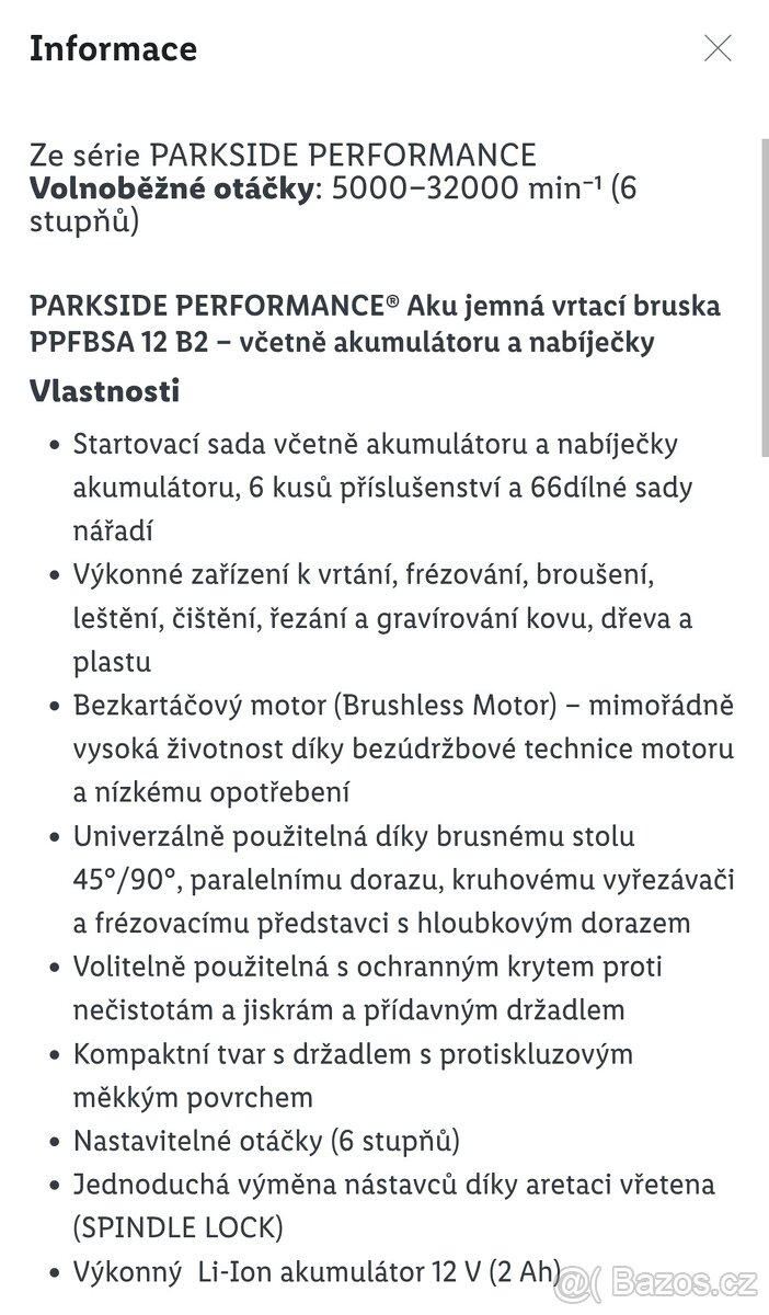 Jemná vrtací bruska peformance V12 - 12