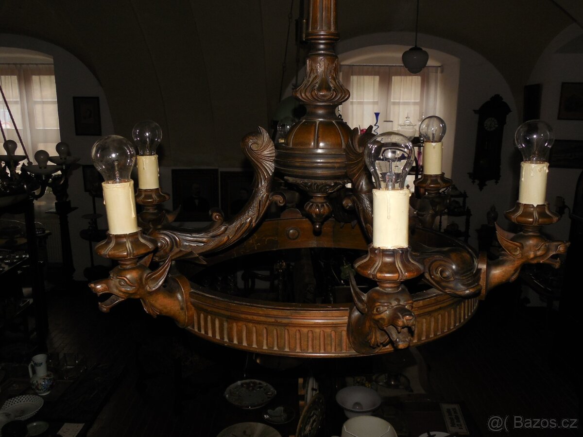 Starožitný lustr draci - 12