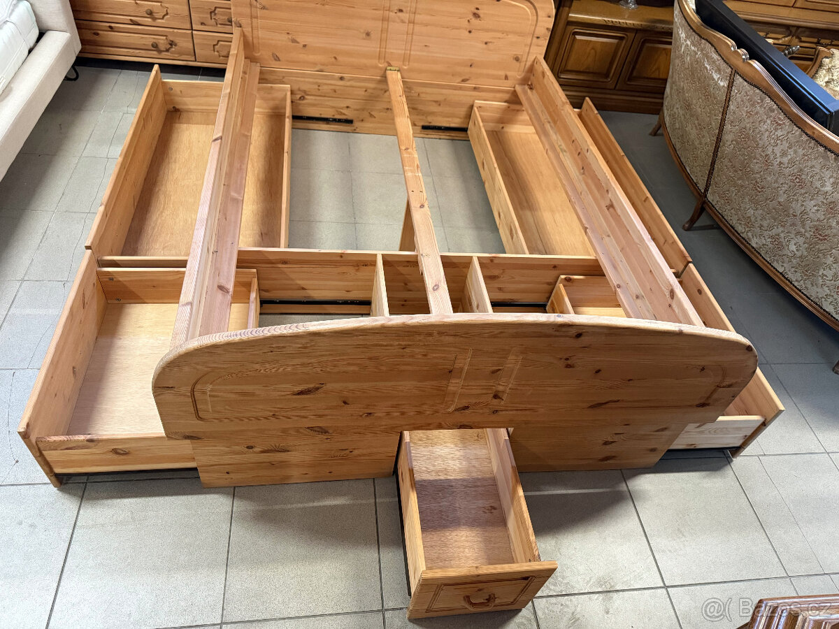 borovicová mládenecká ložnice 140cm postel - 12