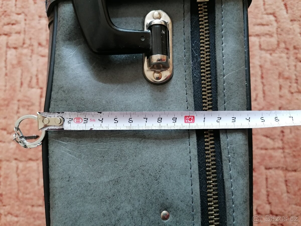 Retro koženkový kufr šedý - 12