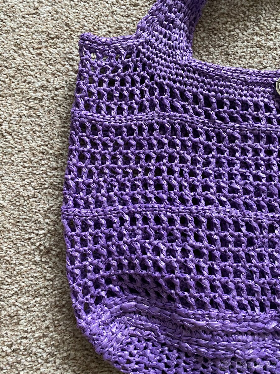 Nové lýkové tašky na knoflíky - červená, fialová - 12