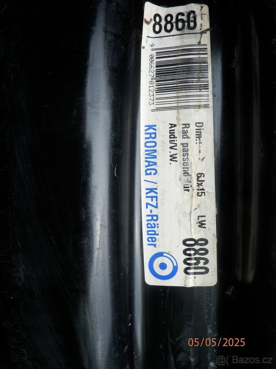 4xPlechové disky na AUDI A4 velikost 15tky. ET 45 - 12