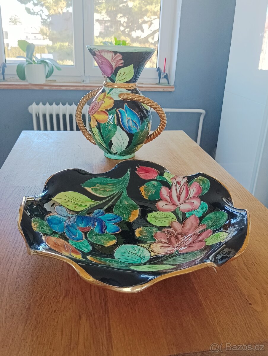 FAJÁNS VÁZA S MÍSOU HÉLÉNE UGO VALLAURIS PROVENCE FRANCE - 12