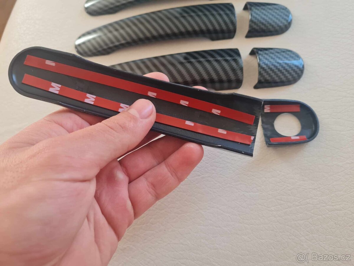 ČIERNE a KARBONOVE kľučky krytky klučiek dveri - 12