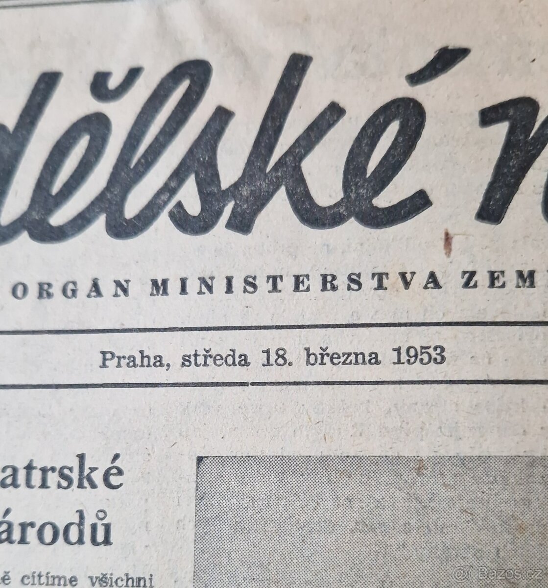 Úmrtí Stalin,Úmrtí Gottwald - i Pravda a Gazeta noviny - 12