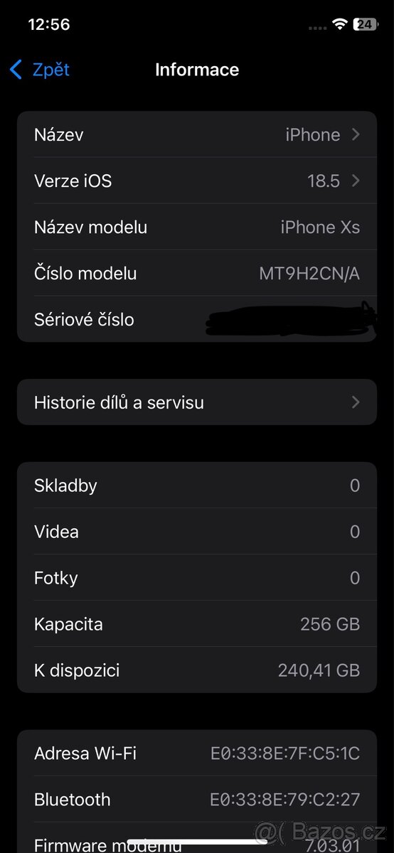 iPhone XS 256 GB Space Gray – originální baterie 97 % - 12