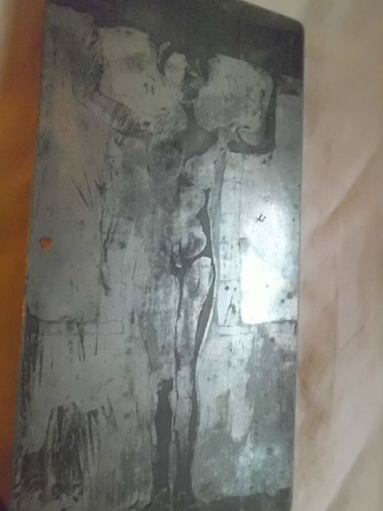 Starožitné Umělecké Kovové Matrice pro Tisk Grafik Linorytů - 12